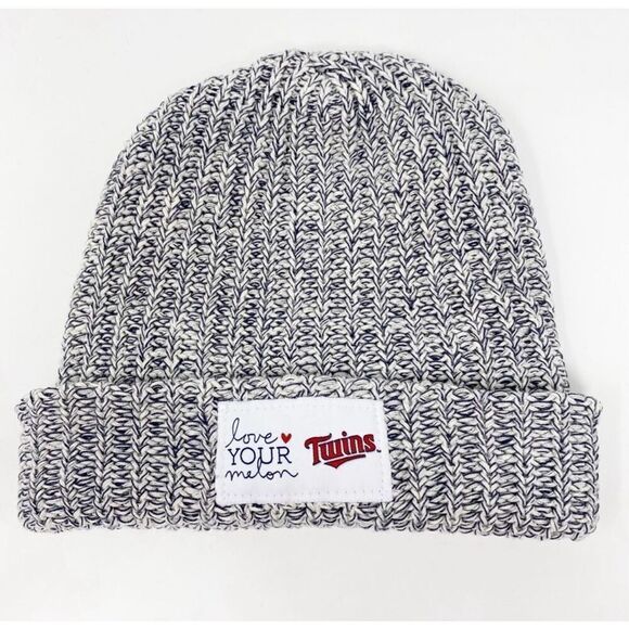 Love‎ Your Melon Minnesota Twins Knit Beanie Navy White Hat Unisex - Picture 2 of 6